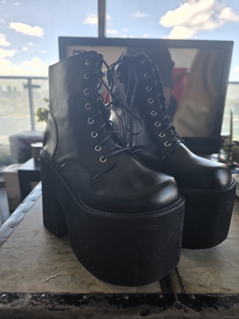Platform Lace-Up Ankle Boots, Black - Picture 2 of 6